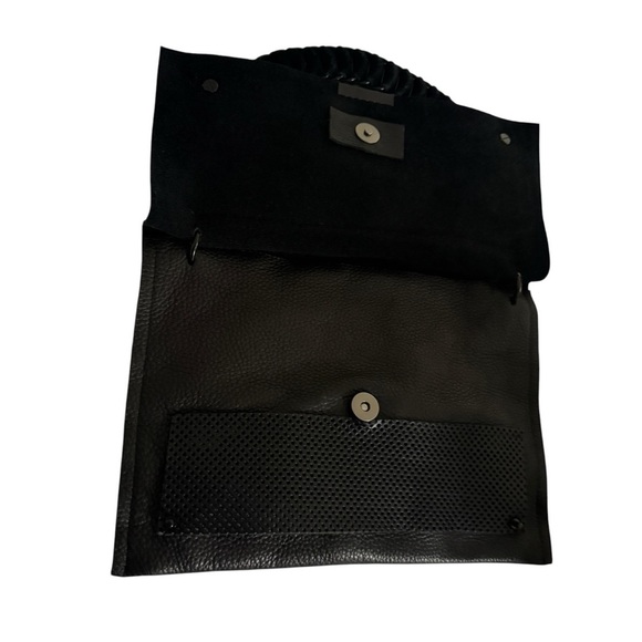 Convertible Black Leather Crossbody Bag Braided Chain Shoulder Bag Purse - Picture 6 of 14